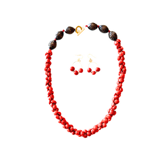 Ola Project - Beaded Necklace Hawaiian Wiliwili - Lahaina Strong Red