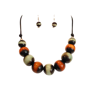 Tribu - Tagua Tiger Eye Beads & Earrings Set - Fair Trade & Artisan Made in Ecuador