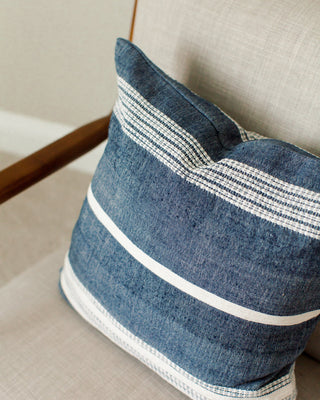 18" Aden Throw Pillow Cover - Navy with Natural
