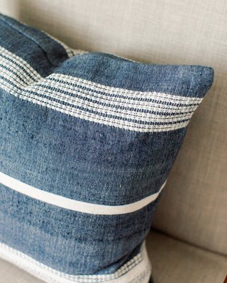 18" Aden Throw Pillow Cover - Navy with Natural