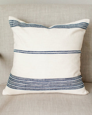 18" Aden Throw Pillow Cover - Natural with Navy